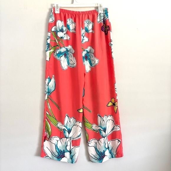 Josie Natori Orange Wild Poppy Notch Top and Bottom Satin Pajama Set Size Small - Picture 13 of 14